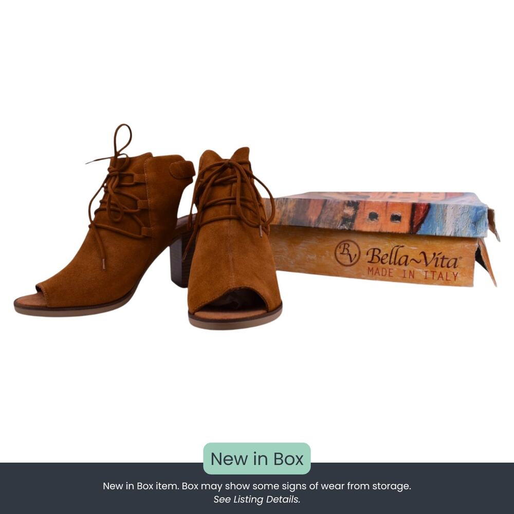 Bella Vita PRU-Italy Tobacco Suede Lace-Up Open Bootie | Size 8W | New in Box